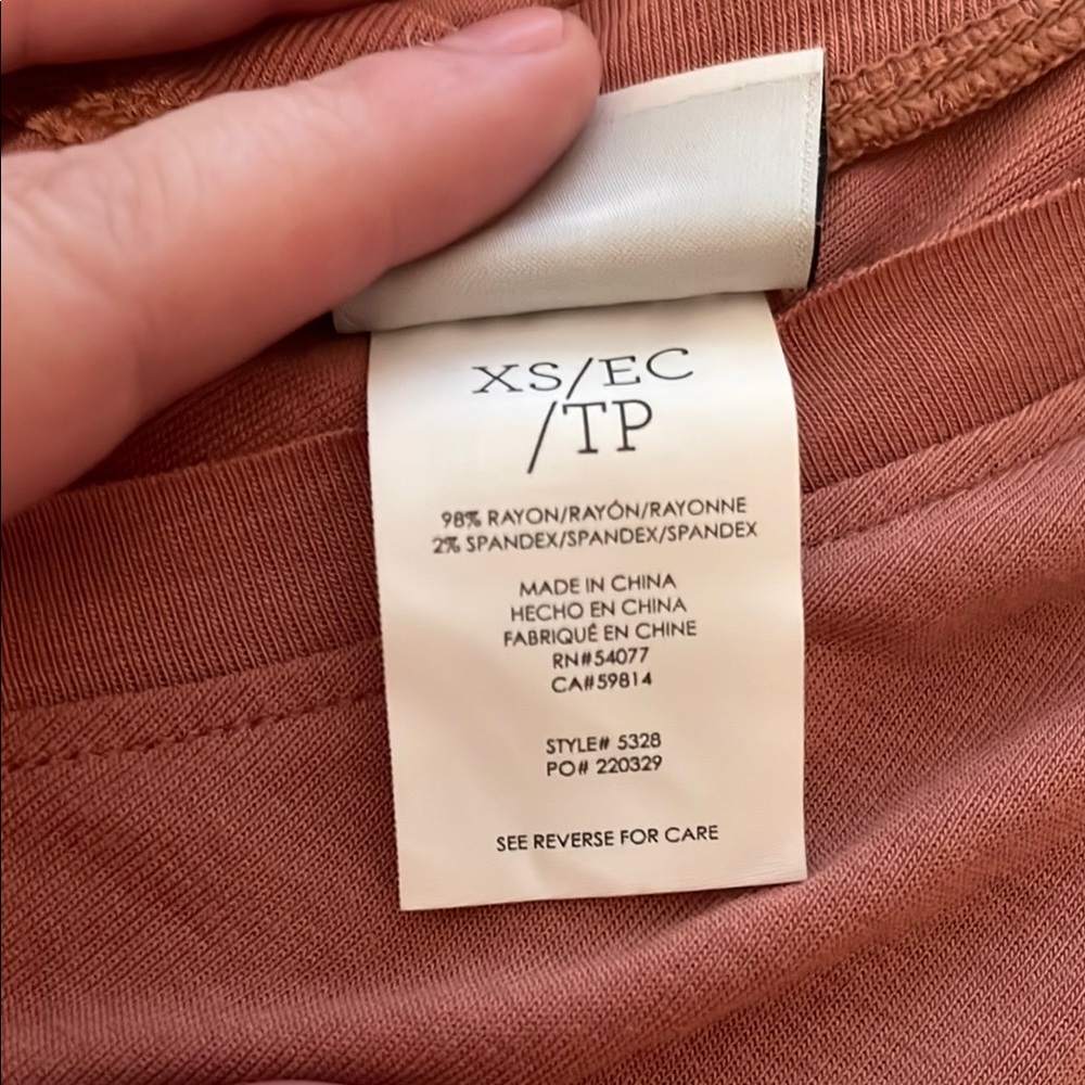 CAbi 5328 Taper Tee Brick Dust Short Sleeve Blouse - Picture 11 of 12